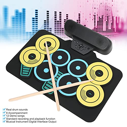 Kit de tambor de enrolar, bateria de silicone recarregável, tambor eletrônico colorido para iniciant