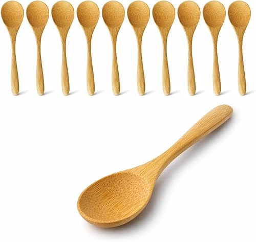 JapanBargain , Cucharas pequeñas de bambú para niños, aperitivos de frutas, postres, helado, yogur, reutilizables, aptas para lavavajillas, juego de