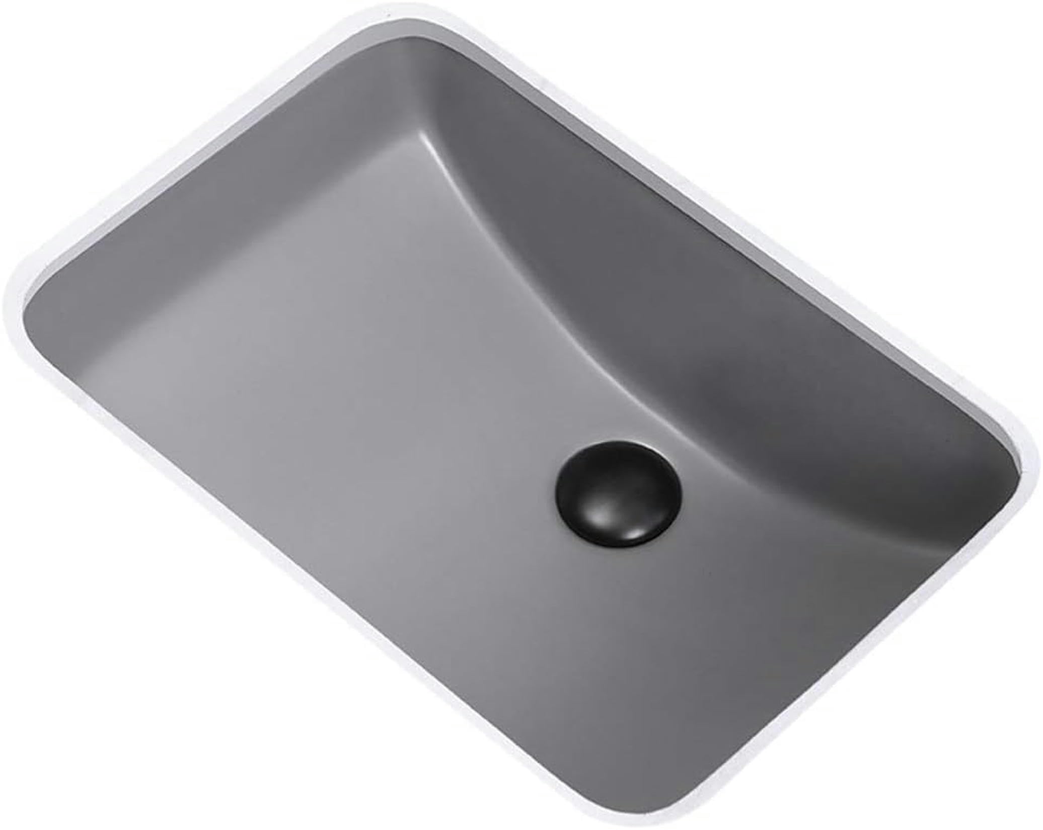 Rangements de lavabo de salle de bain avec vasque céramique encastrable grise et bassin carré