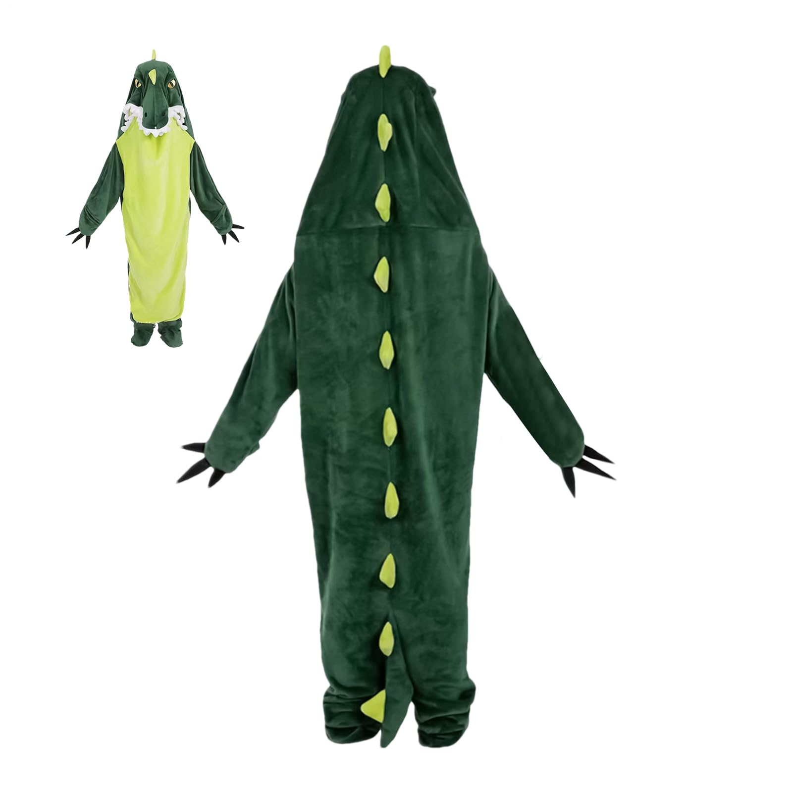 Pijama De Disfraz De Dinosaurio Franela Con Ajuste Holgado | Pijama Entero De Dinosaurio Con Capucha Para De Halloween Y Navidad Desfiles Para Mujeres Novios Novias Y Esposas