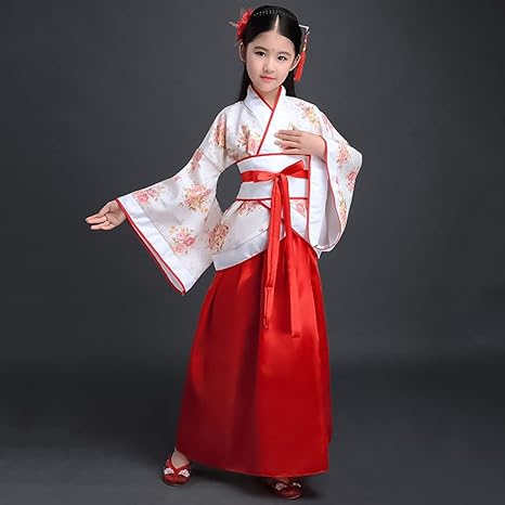 Amazon Co Jp 子供の古代の衣装 Hanfuコスチューム 中国スタイルの服 Hanfuコスチューム 伝統的な 流行の商品 アンティークパフォーマンス キッズ 妖精 ファッション ヘッドアドレス付き プリンセス 中国スタイルの服 140cm A ファッション