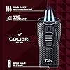 Colibri Monaco Triple Jet Cigar Lighter Windproof Butane Torch Lighter, Refillable with Fuel Window, Slim Ergonomic Design for Cigar Enthusiasts (Black Carbon Fiber)