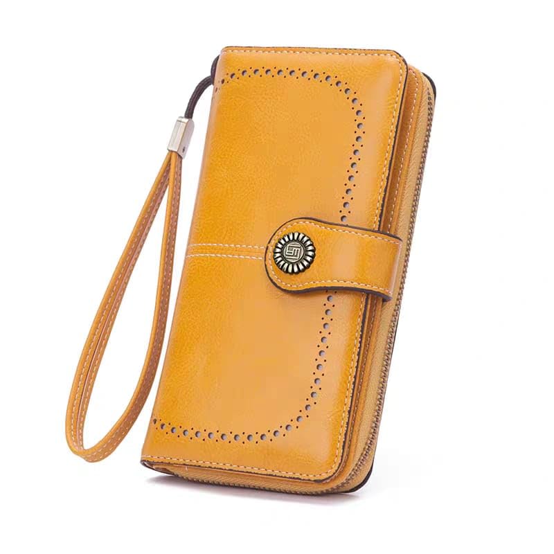 sparefly Women’s PU Leather Long Wallet with Zipper & Button Closure | Multi Card Holder Clutch Purse | Large Capacity Ladies Wallet with Wrist Strap (Yellow)-picture-39