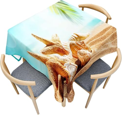 Tizhweqo Mantel Mesa Rectangular Estrella de Mar, Manteles Antimanchas Playa, 3D Impresión Mantel Impermeable Lavable para Cocina Salón Comedor, 100x140 cm Q.P143