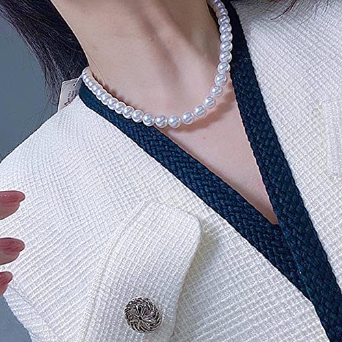 6Mm Simulated Glass Pearl Necklace 16Inch Strand Pearl Jewelry #TOP3