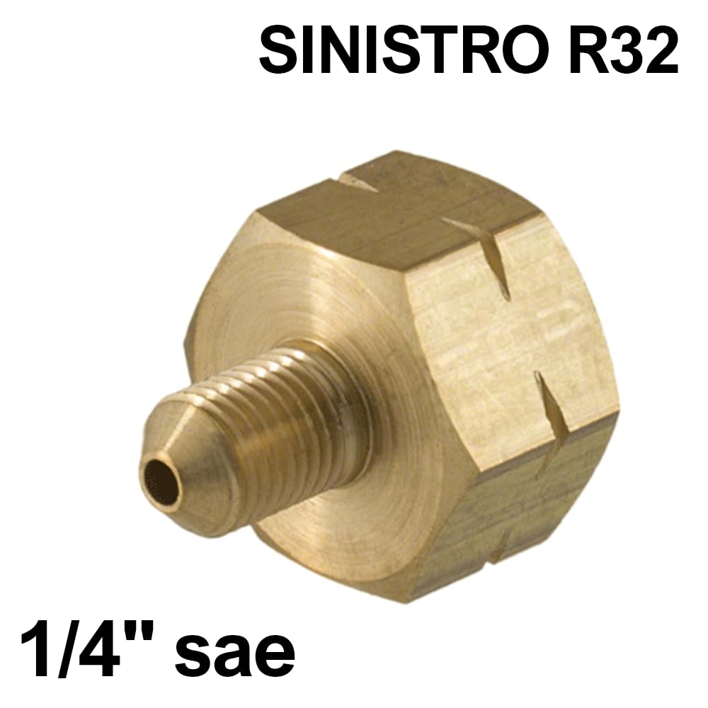 Gar - riduzione adattatore per bombola gas refrigerante r32 - passo sinistro uscita 1/4'' sae