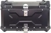 Bau Moto Traseiro 65l Universal Aluminio Preto 2 Capacetes