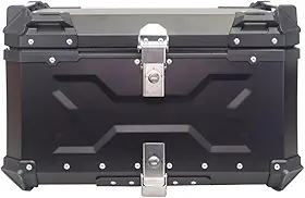 Bau Moto Traseiro 65l Universal Aluminio Preto 2 Capacetes