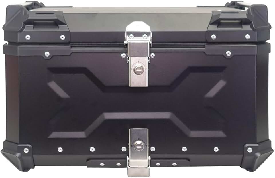 Bau Moto Traseiro 65l Universal Aluminio Preto 2 Capacetes