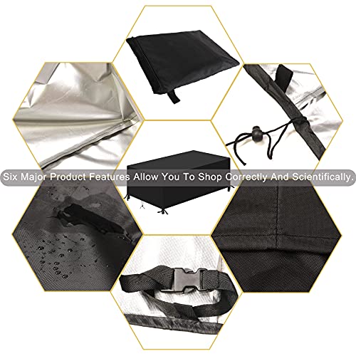 Zestaw kostek pokrowiec 102 x 61 x 61 cm, Oxford Outdoor anty-ultrafioletowy, kurz, deszcz i śnieg, odporne na rozdarcia z bocznymi paskami do patio meble pokrowce na meble ogrodowe - czarny