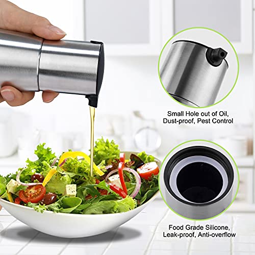 Olive Oil and Vinegar Dispenser Set, Vakoo 2 Pack Olive Oil Dispenser Cruet with Elegant Glass Bottle and Drip Free Design - Thumbnail 4