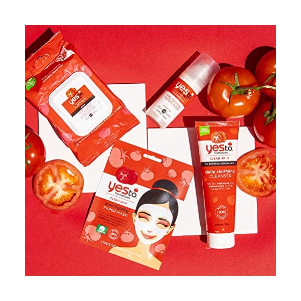 Yes-To-Tomatoes-Clear-Skin-Acne-Fighting-Facial-Wipes-30-Ct-2-Pack-Acne-Prone-Skin-Helps-Control-Oil-Salicylic-Acid-95-Natural-Ingredients Yes To Tomatoes Clear Skin Acne Fighting Facial Wipes, Acne Prone Skin + Helps Control Oil + Salicylic Acid + 95% Natural Ingredients, 30 Count (Pack of 2)
