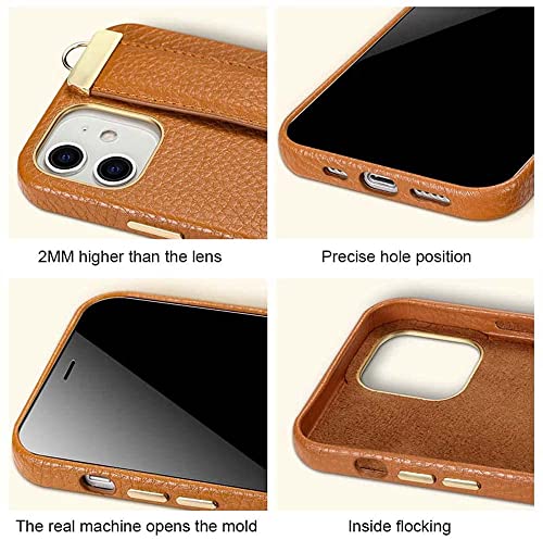 Étui iPhone 12 Pro en cuir véritable vert litchi avec support chic - 3