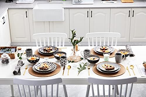 vancasso Haruka Porcelanowy zestaw obiadowy dla 4 osób, japoński, niebieska zastawa stołowa, 20-elementowy serwis z talerzami obiadowymi, deserowymi, miseczkami na musli, miskami do zupy i kubkami