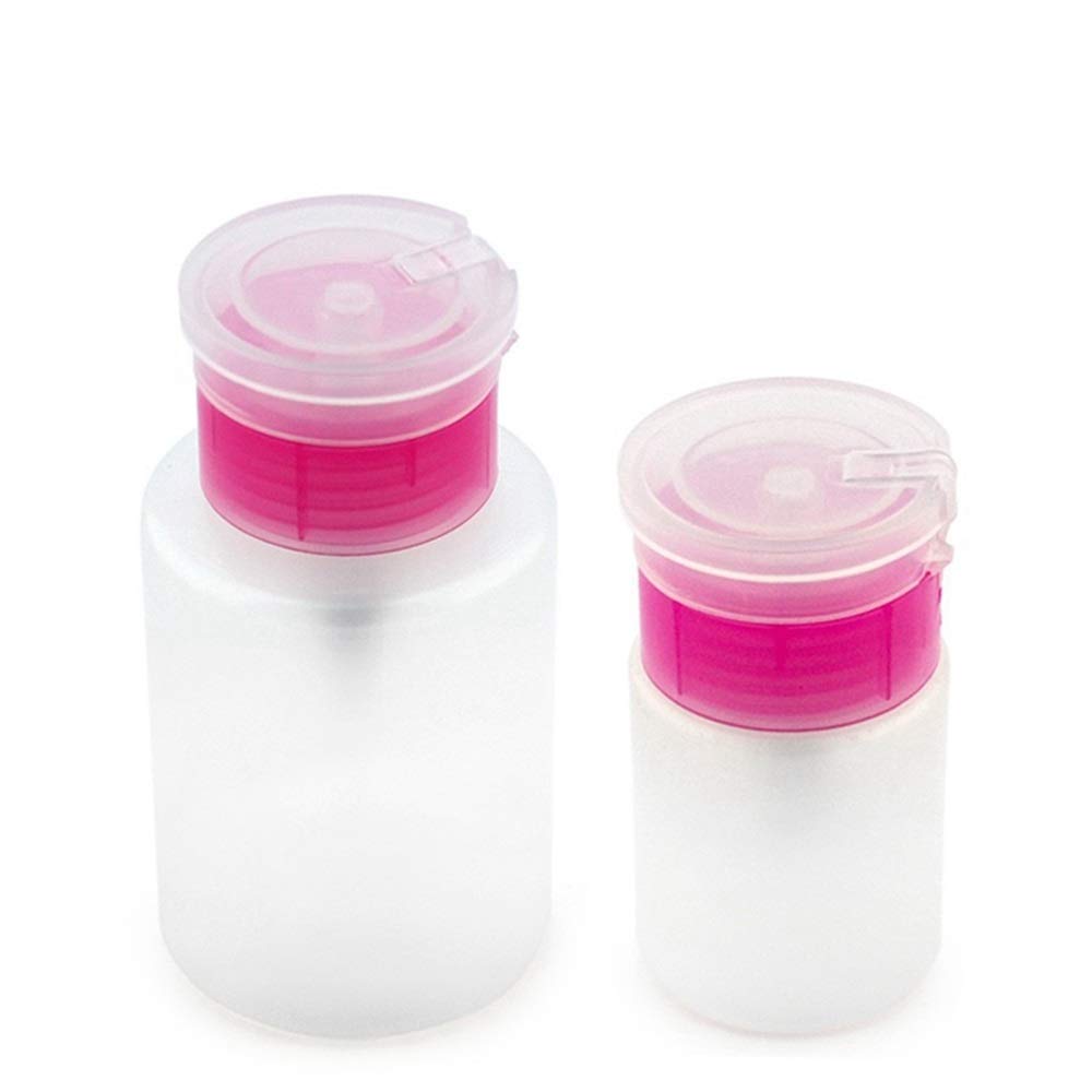 Rolabling 2 Pack 150ML + 50ML Nail Polish Remover Bottle Pump Dispensers Empty Plastic Clear Cosmetic Bottle Container