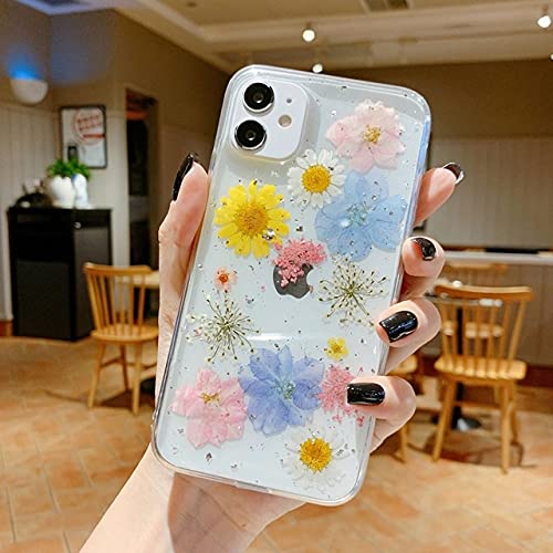 Coque transparente fleur séchée iPhone SE 2020 HUILUN housse antichoc souple protection
