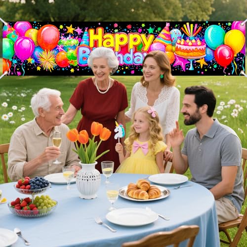 Image of Nuxovilar Happy Birthday Yard Banner 78x18 Polyester