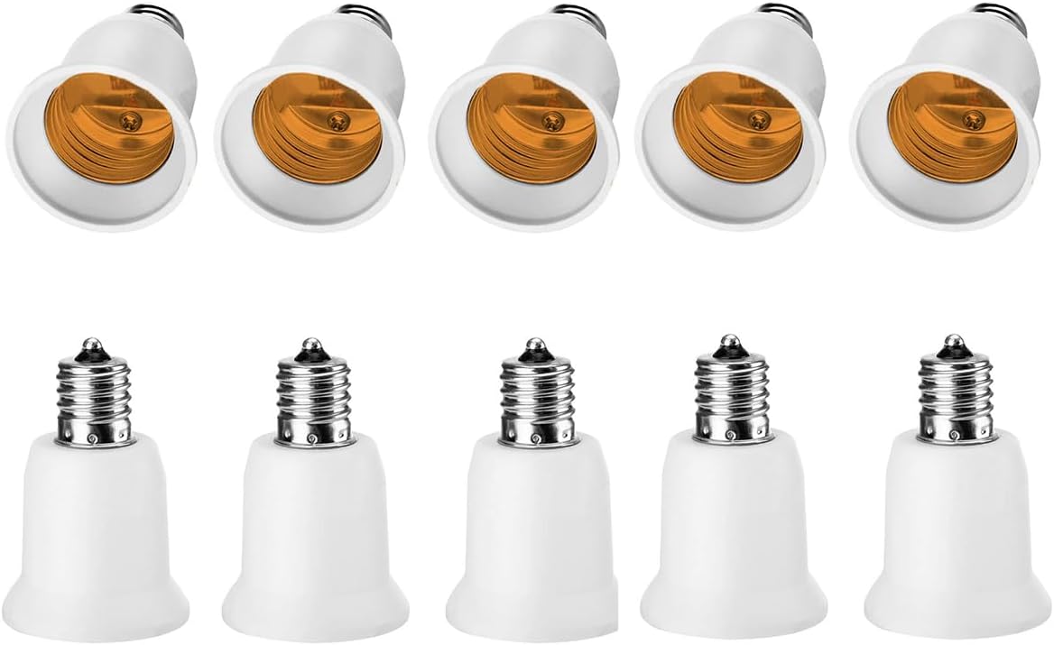 E17 to E26 Bulb Adapter (E26 Bulb in Smaller E17 Socket) E17 to Standard Medium E26 Screw Base Socket Converter, Intermediate E17 Base Light Adapter (6)