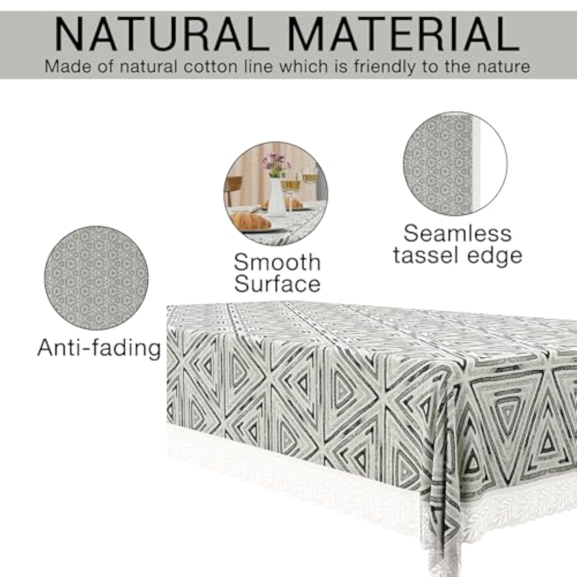 Triangle Print PVC 4 Seater Table Cover, 48x60 Inch