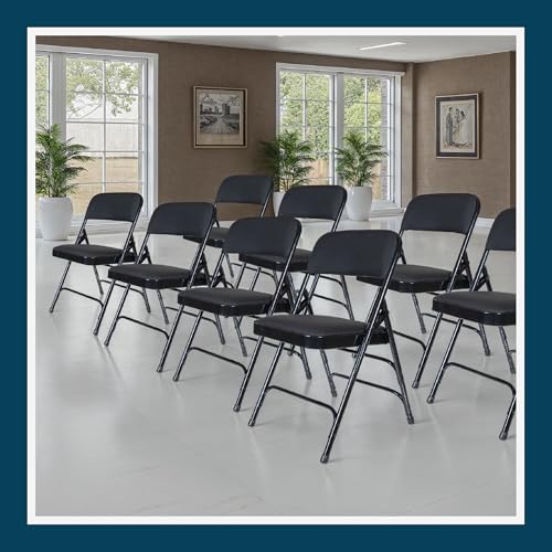 OEF Furnishings OEF2300 Series Heavy-Duty Premium Fabric Padded Upholstery Double-Hinged Triple-Braced Folding Chairs (4-Pack, Classic Black) by OEF Furnishings - Used condition - Image 8