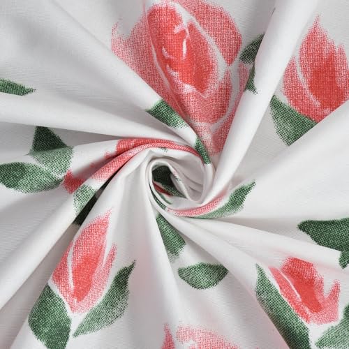 Image of NEW LEAF Premium Glace Cotton 180 TC Flat Single Bedsheets for Summer Breathable | Wrinklefree (Size-60 X 90 Inch) with 1 Pillow Covers (Size-17 X 27 Inches, Pink & White)