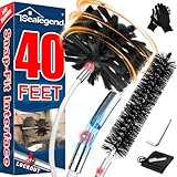 Sealegend 40 Feet Dryer Vent Cleaner Kit/Lint Remover/Upgraded Flexible Quick-Snap Brush with Drill Attachment/Fireplace Chimney Brushes for Easy to Use/Works with or Without Power Drill