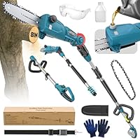 LIVOWALNY Akku Hochentaster kompatibel mit Makita 18V Akku, 8 Zoll Kettensäge mit Teleskopstange 2,1–2,7 m, 26 ft/s, automatischer Ölung, werkzeuglose Kettenspannung, 0–45° Schneidkopf (ohne Akku)
