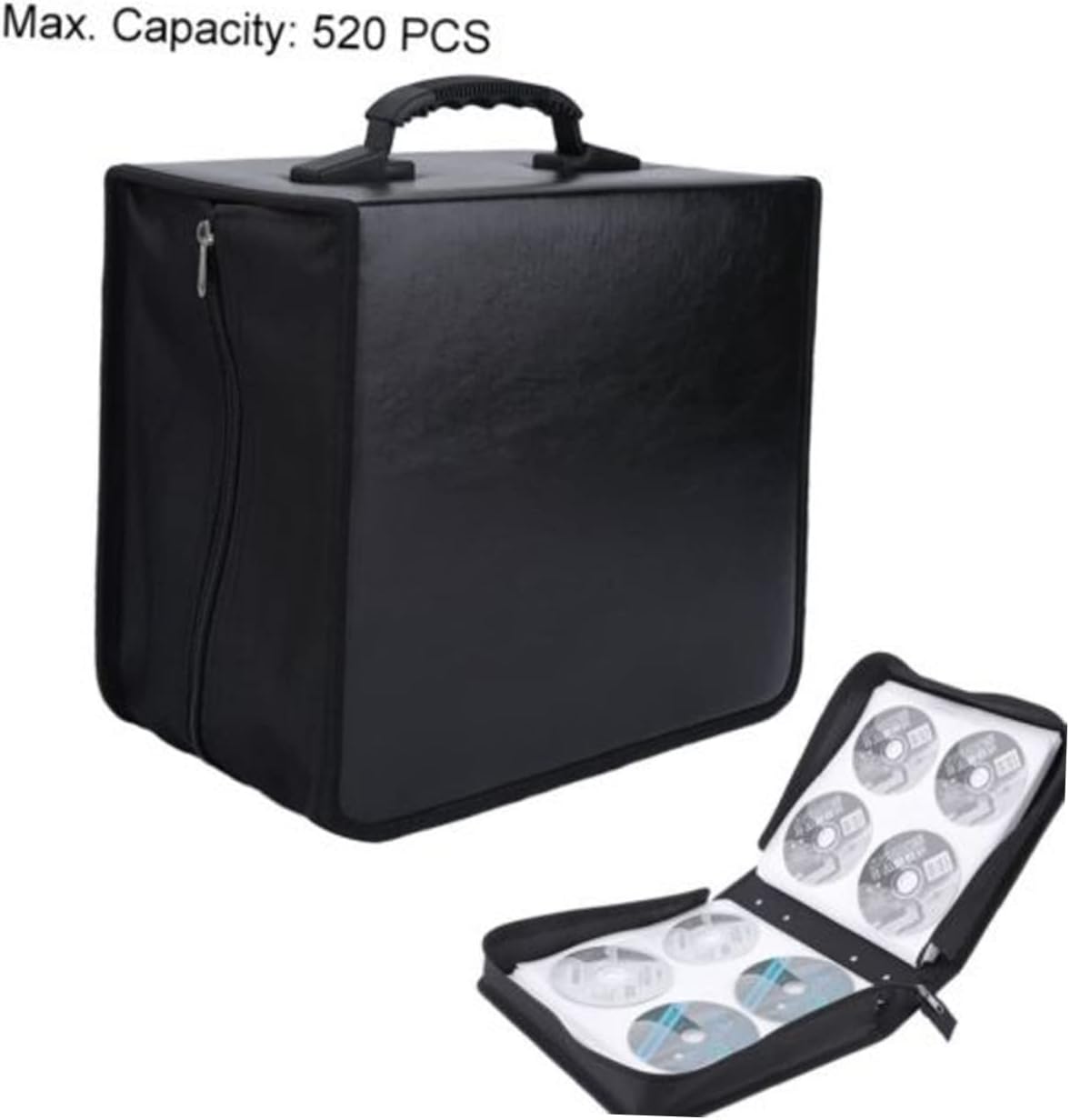 Happyyami Large Capacity Portable CD DVD Wallet Holder Case Organizes Up 400 Discs Sturdy Black Fabric for Music and Movie Storage Travel-Friendly Design