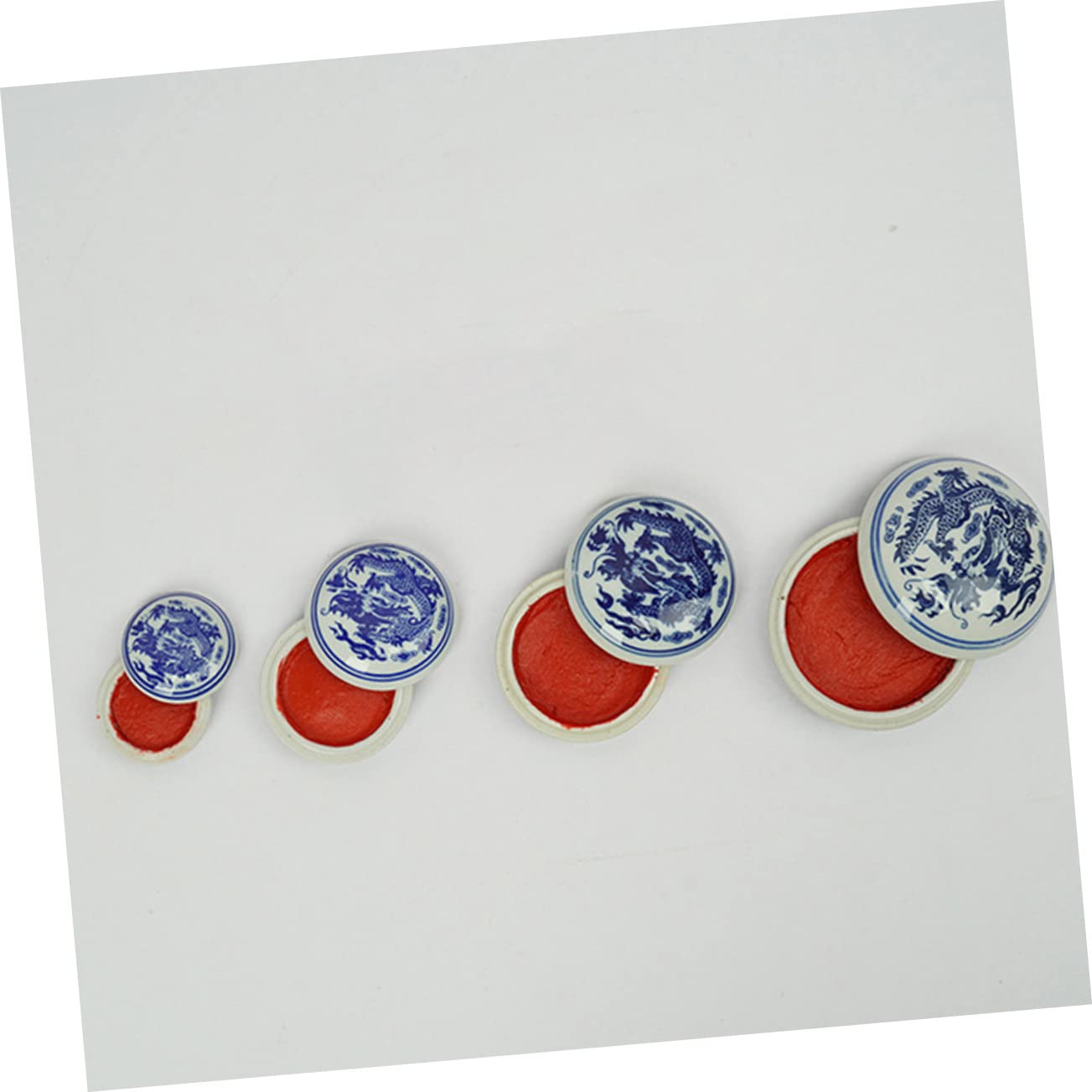 Artibetter 5stücke Kalligrafie-tintenkissen Rotes Stempelkissen Mit Keramikdose Chinesisches Zeichen-tintenkissen Für DIY-projekte Scrapbooking Und Kartenbasteln Praktisches Kalligrafie-zubeh