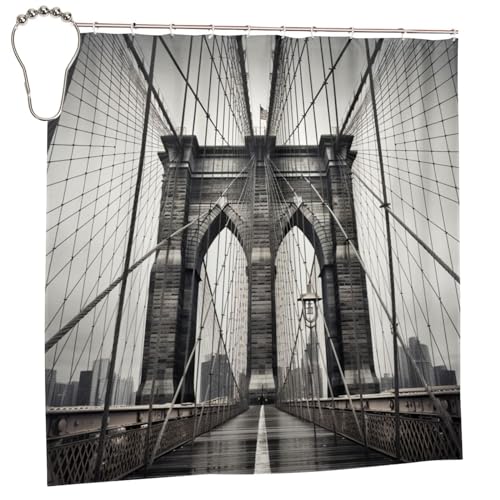 Rideau de douche imperméable pour baignoire motif Brooklyn 183x183
