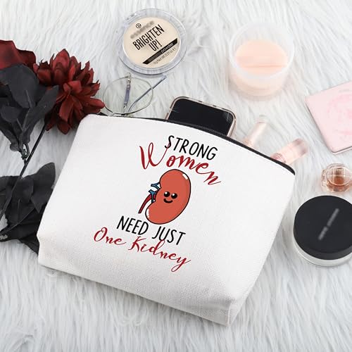 PWHAOO Kidney Donor Gift Strong Women Need Just One Kidney Makeup Bag Kidney Transplant Warrior Cosmetic Bag One Kidney Club Merch (Just One Kidney M)3