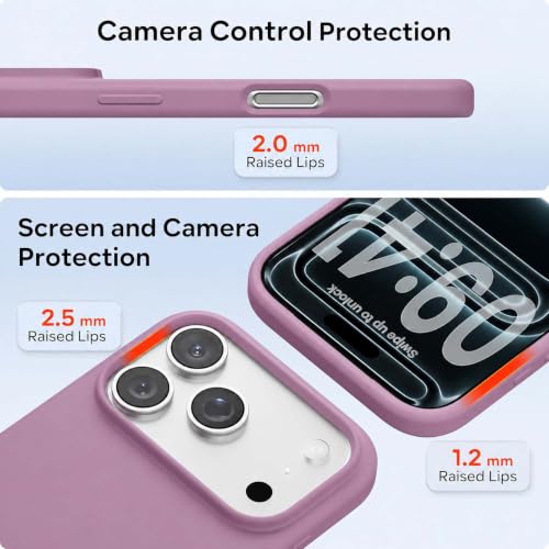 Image of DIZORO Compatible with iPhone 17 Pro Case (2025), Liquid Silicone 3 Layers Full Covered Soft Gel Rubber Shockproof Protective Cover with Anti-Scratch Microfiber Lining - Lilac