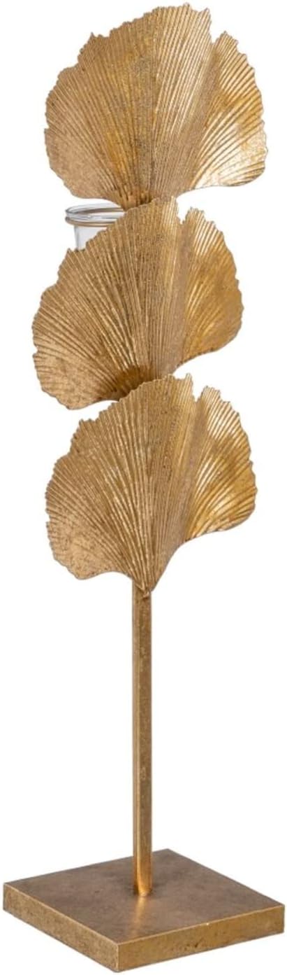 Candle Holder 19 x 14 x 63 cm Gold Glass Metal