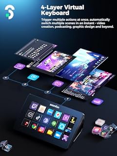 SOOMFON Stream Controller Stream Control Deck with 15 LCD Macro Keys Customizable to Trigger Actions in OBS Twitch YouTube Compatible with PC & Mac for Content Creators Streaming Gaming