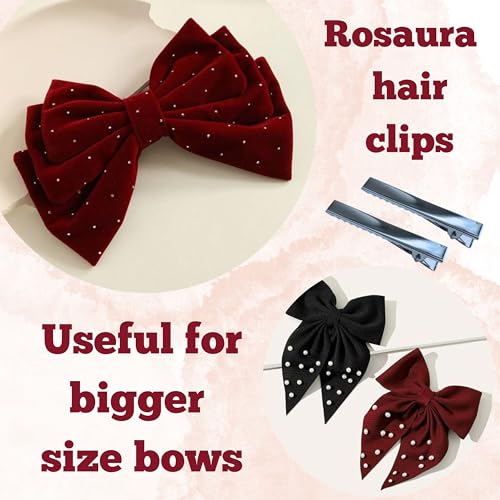 Image of ROSAURA (7.5 CM 50 Pcs) Alloy Steel Single Prong Alligator Hair Clips Base for DIY Hair Accessories, Barrette Hair Clips for Bow Making, Salon, and Hair Styling (Silver Flat, Pack of 50)