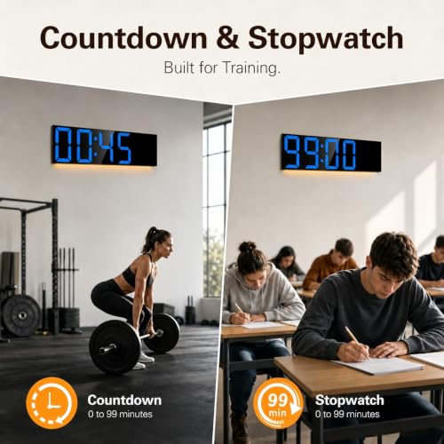 Image of JALL 22 inch Extra Large Digital Wall Clock, Giant LED Display with Remote Control, Digital Clock with Jumbo Numbers, Countdown Timer for Gym, Office, Living Room, Classroom, Home Decor, Warehouse