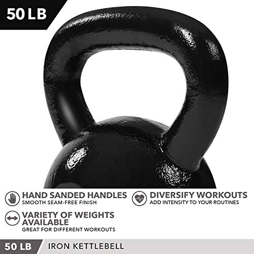 Kettlebell Weights Cast Iron By Day 1 Fitness – 50 Pounds - Ballistic Exercise, Core Strength, Functional Fitness, And Weight Training Set - Free Weight, Equipment, Accessories #TOP3