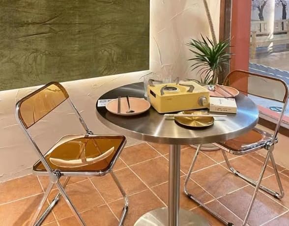 ステンレス製の小さな丸テーブル、インダストリアルスタイルのミルク