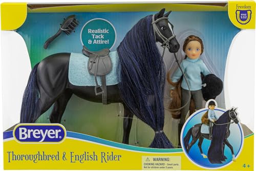 Breyer Freedom Series Horse & English Rider Set - Jet & Charlotte - 9.75" x 7" Black Toy Figure, 1:12 Scale, Model #61145