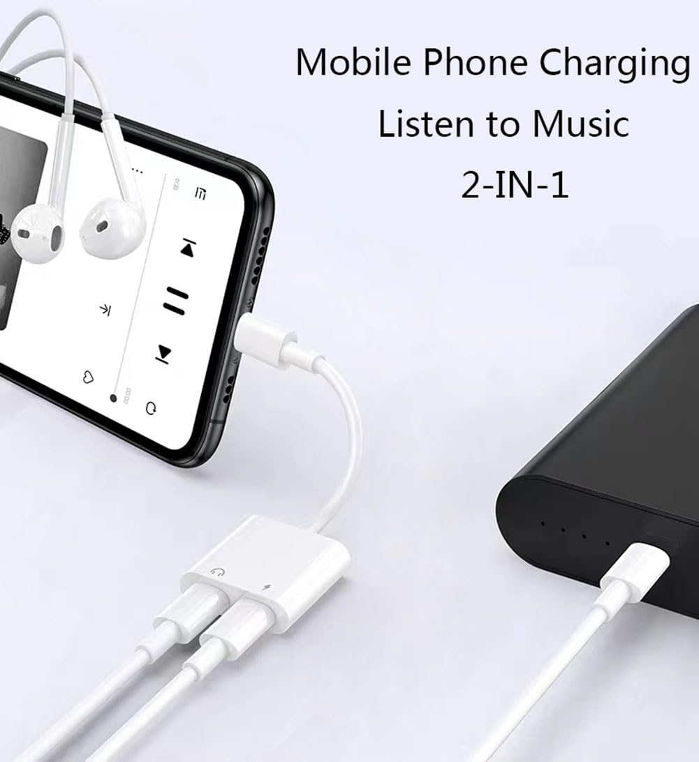 USB C Adapter for Headphones 2-in-1, Type C to Dual USB C Headphone and Charger Adapter Splitter, for MacBook Pro, Compatible with Pad Pro/Air, iPhone 15 Pro Max, Samsung Galaxy S23