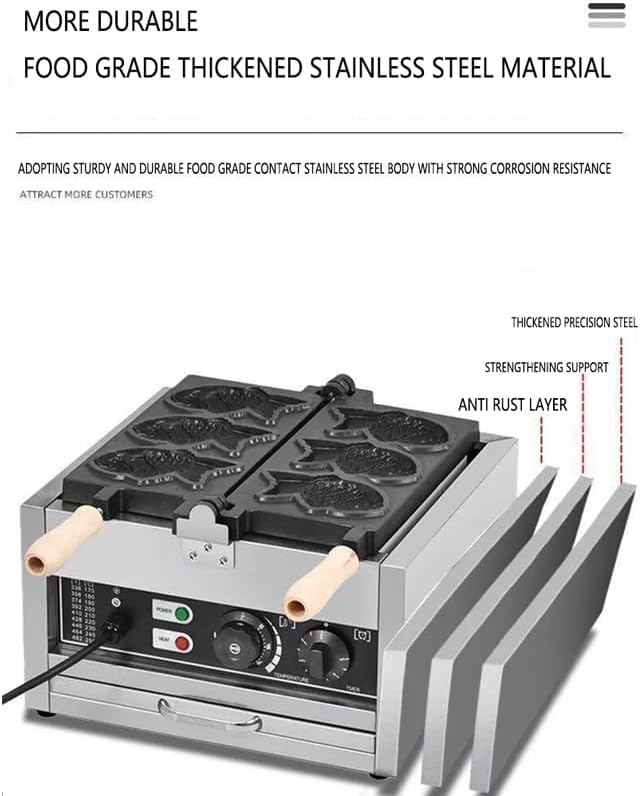 Taiyaki Maker 3PCS Fish Shaped Waffle Maker Machine 1400W Ice Cream Taiyaki Maker Non-stick Coating Electric