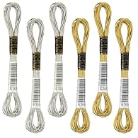 Premium Metallic Embroidery Thread: This gold and light gold thread is crafted from durable, plastic fiber that maintains its vibrant metallic shine without fading, adding a luxurious touch to any craft project Ample Length for Creative Projects: Eac...