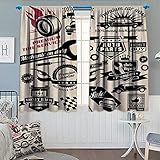Retro Thermal Insulating Blackout Curtain Car Repair Shop Logos Monochrome Car Silhouettes Best Garage in Town Patterned Drape for Glass Door 55' W x 39' L Beige Dark Coral Black