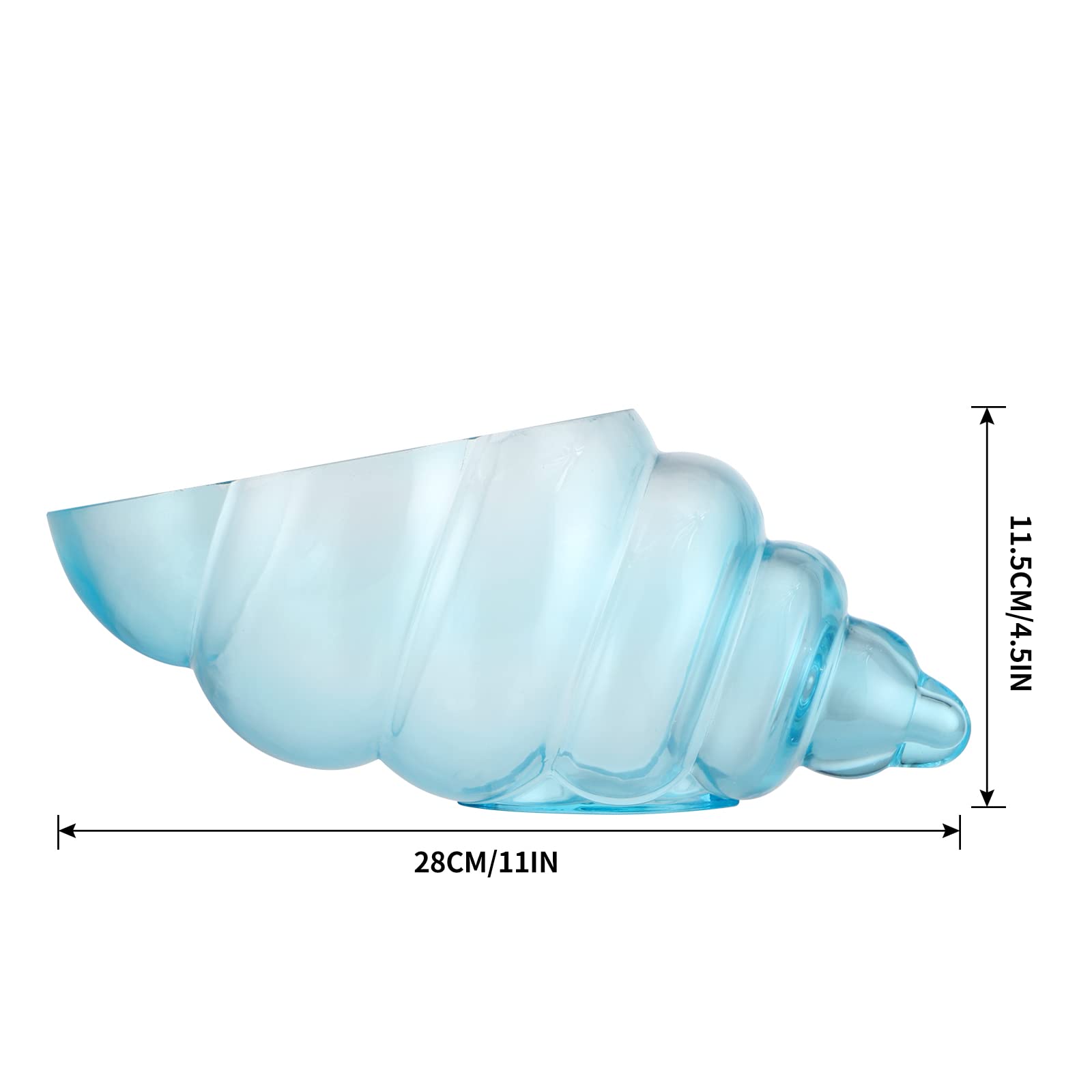 MDLUU Vaso in vetro con conchiglie, 25,5 cm, grande ciotola decorativa per conchiglie, vetro marino, pianta aerea (blu)