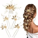 masoe Tocado de Novia, Horquillas Decorativas en Forma de U, 5-piece set, Accesorios para el Cabello Horquillas para Novias...