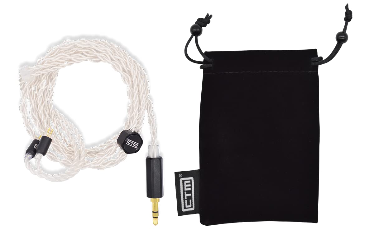 CTM Okoi 4 Wire Premium in-Ear Cable (3.5 mm Plug) | 2-Pin IEM Cable | in-Ear Monitors Cable Clear Tune Monitors