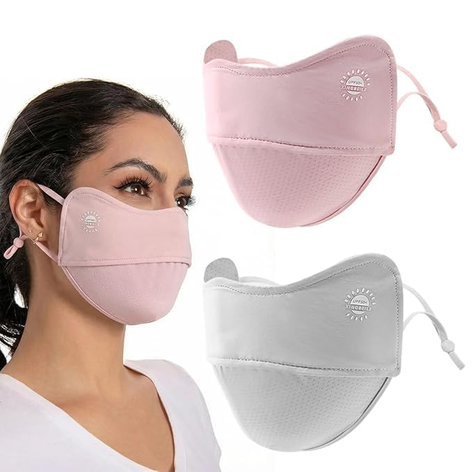 Face Cover Mask for Women, UPF 50+ Protection, Summer Driving, Adjustable Ear Loops, Mesh Breathable, Reusable and Washable-image-17