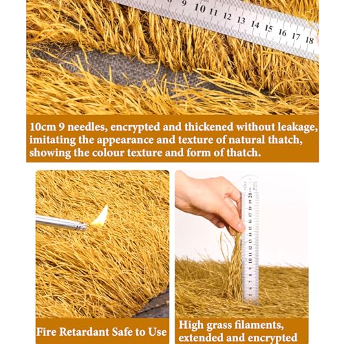 Künstliches Strohgras, Synthetische Strohdach, Wasserdichtes Synthetisches Stroh Für Dach, Tiki Hut, Garten & Terrasse Dekor - 3,28 Fuß X 65,6 Fuß - Feuerschutzmittel & (Size:1 x 5m（3.3x16.4ft）)