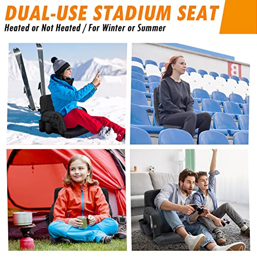 Avocahom Heated Stadium Seat For Bleacher, 21" Reclining Heated Bleacher Chair W/Back Support & Armrest, Portable Hot Seat For Sports Concerts Camping, 3 Level Usb Heating, Black(Battery Not Included) #TOP2