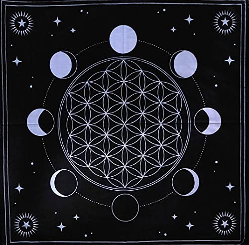 Indian Craft Castle Altar Tarot Cloth, Moon Phases Astrology Tarot Cards Divination Special Tablecloth Witchcraft Man Cave Room Bar Home Wall Decor (Moon Phases 26 X 26 Inches) #TOP7